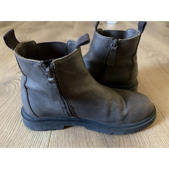 Zara Boys Pull On Zip Up Brown Chelsea Winter Boots Size 32 - Picture 6 of 6